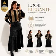 Blusa Listrada Tricô de Frio Ponto Fang Tricot  Manga Longa Meia estação Inverno malha leve