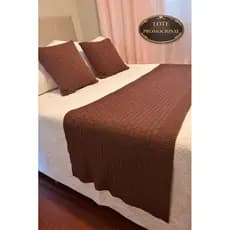 Kit Manta Peseira Trico Trama Transpassada + 2 Capas de Almofada Cama Posta Solteiro Sofá  Casal Queen King