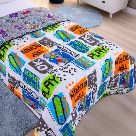 Edredom Infantil 1 peça Solteiro Dupla Face Estampado
