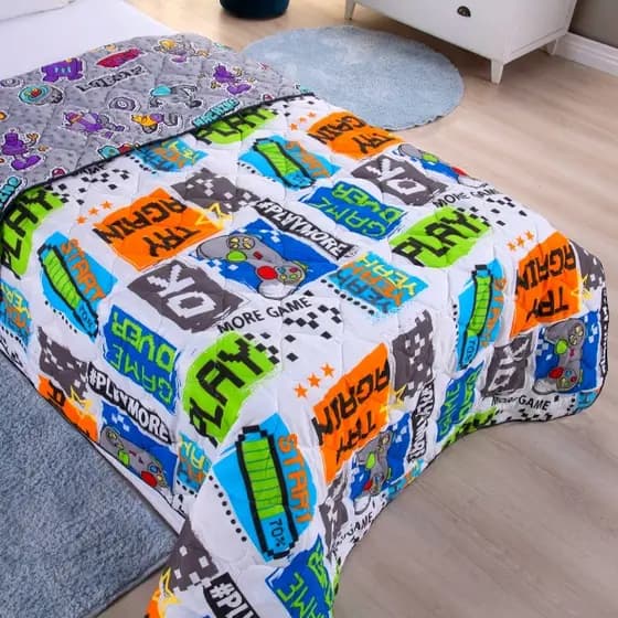 Edredom Infantil Dupla Face 200 Fios Cama Solteiro Menina Menino Toque Macio