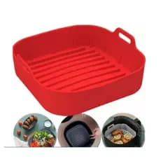Forma De Silicone Air fryer Antiaderente Cesto Silicone Fritadeira Elétrica Quadrado