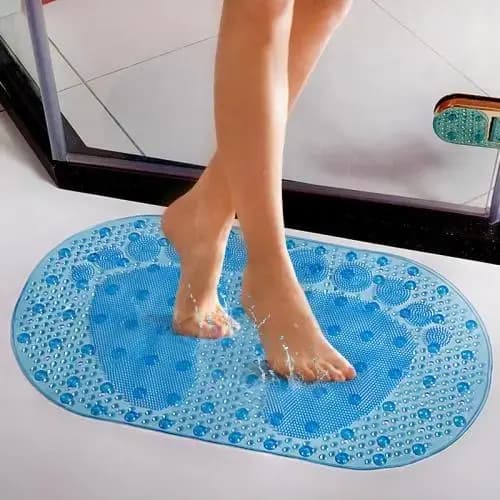 Rfe:(p-18-F) Tapete box de plastico com ventosas para grudar e bolinha de massageador formato pezão