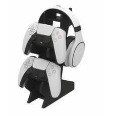 Suporte para Controle de Xbox Series PlayStation PS5 DualSense e Headset em Mdf Preto