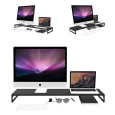 Suporte Monitor Base Elevada Organizador De Mesa Ergonomico 91cm e 31cm