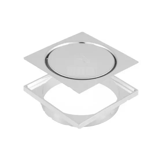 Ralo Click Inteligente Em Inox 10x10 Cm + Porta Grelha ABS Cromado