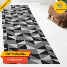 Tapete Passadeira Jacquard Antiderrapante 1,40 X 0,50M Geométrico Para Cozinha Decoração Enxoval Casa