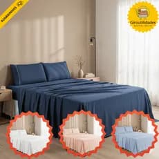 Jogo de Lençol 4 Peças 400 Fios Micropercal Cama Casal Padrão Ponto Palito