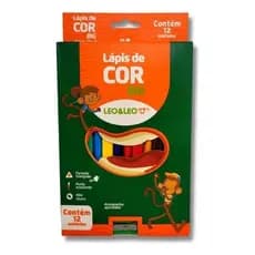 Lápis Super Jumbo Big 12 Cores Grosso + Apontador Leo E Leo
