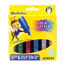 Cola Glitter Colorida Acrilex C/Gliter 6 Cores