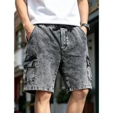 Tung Jeans Bermuda jeans Unissex Shorts jeans com bolso duplo Tecidos de alta qualidade