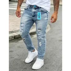 【TUNG JEANS】Calça Jeans Masculina Skinny  Estilo Jogador Estilo Casual Versátil 100% Jeans