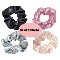 Kit 10 SCRUNCHIES DE CETIM / XUXINHA (10 Unidades)
