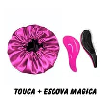 Touca de Cetim Dupra face com regulador + Escova magica desembaraçadora