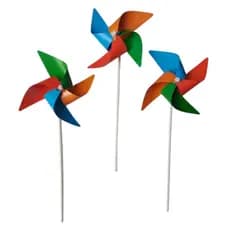 Kit 20 Cataventos Giratório Colorido 4 Pontas Hastes Em Plástico 30 cm Decoração Presentes