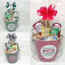 Cesta de Presente Kit Boteco Balde de Gelo Personalizado com 2 canecas Em Alumínio Amigo Secreto