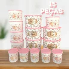 15 Potes Para Cozinha Mantimentos Kit Organizador Alimentos Porta Tempero Decorado Arroz Feijão Café
