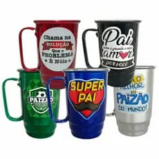 Caneca de Alumínio Personalizada Frases Engraçadas Feliz Aniversário Parabéns Presentear Dia dos Pais