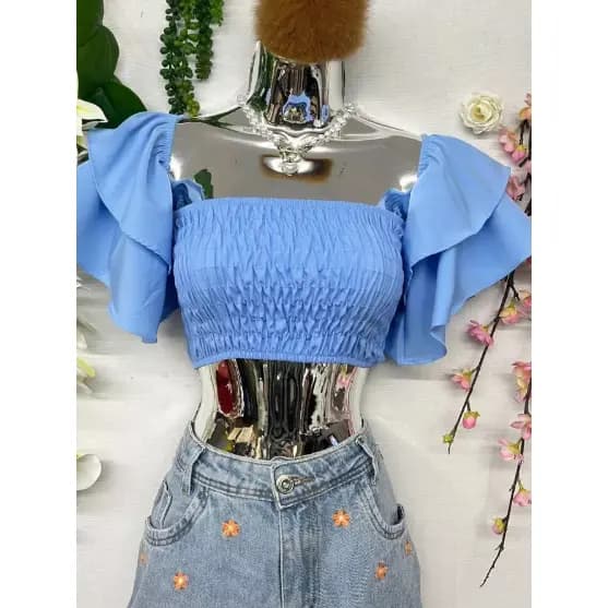 Cropped feminino com elastico babadinho
