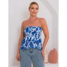 Blusa feminina de viscose sem mangas e sem alças com bainha franzida
