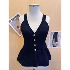 Blusinha Cropped de Botao Elegante Casual Moda Feminina