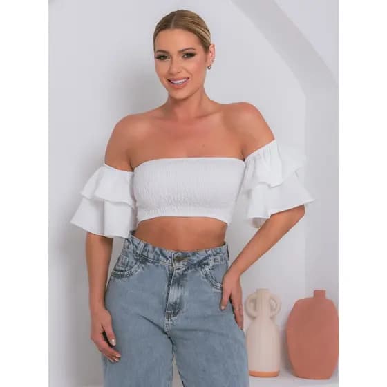 Blusinha cropped feminino elastico no peito