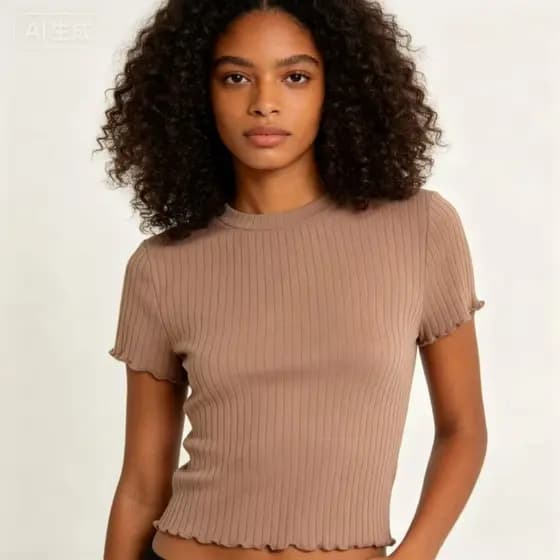 Blusinha Canelada Franzida Solida Elegante