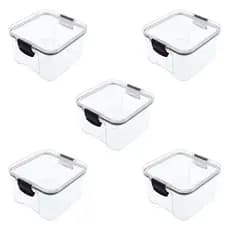 Kit Com 5 Potes Herméticos Com Tampa De Vedação Empilhável