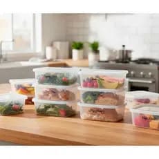 Kit 30 Potes Marmita Fitness 800ml com Tampa Dias da Semana Freezer Micro-ondas