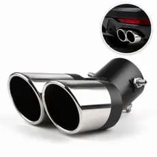 QP0026 Tubo Traseiro De Escape Duplo Universal Para Carro , Ponta Silenciadora De Aço Inoxidável , Acessório Modificador