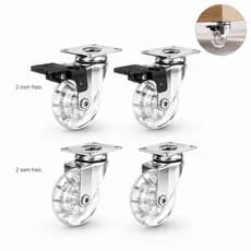 Kit 4 Rodizio Giratório Gel Rodinha Silicone 2 Com Trava 2 Sem Trava - 35mm