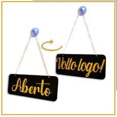Placa de Sinalização Aberto Volto Logo Com Ventosa em Acrilico e MDF