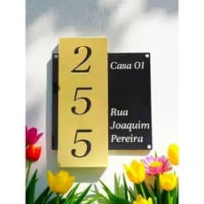 Placa em Acrilico Para Endereço Luxo Número de Casa, Condomínios e empresa Gravado a Laser Dourado, Prata e Rose