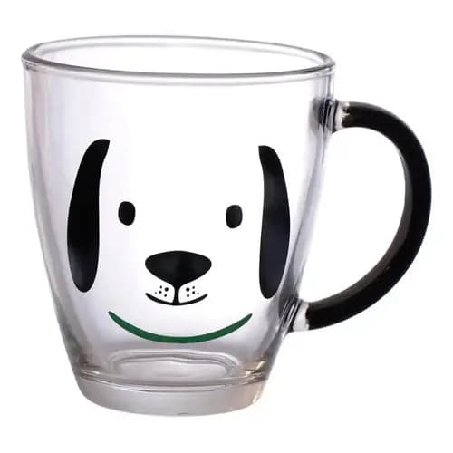 Caneca Vidro Transparente Cachorro Cachorrinho Café Chá Suco