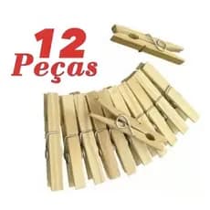 Kit 12 Prendedores Pregadores de Madeira roupa madeira artesanato
