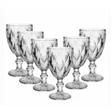 Jogo 6 taças vidro diamond transparente 340ml