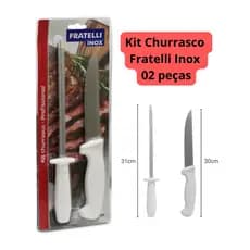 Kit Churrasco Fratelli inox 2 Peças Profissional Faca E Chaira