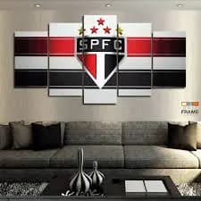 Kit Quadros Decorativo Mosaico 5 peças MDF São Paulo FC Time ClubeTricolor Paulista SPFC Sala Quarto