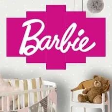 Quadro Decorativo Mosaico 5 Peças BARBIE FILME ROSA DESENHO MENINA INFANTIL ANIME  Full Hd