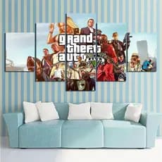 Kit Quadro Decorativos 95x55 Mosaico 5 Peça Mdf Full Hd  GTA VICE CITY