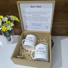 Kit Caixa 15x15x10 PADRINHOS com caneca, casamento, batizado,  presente