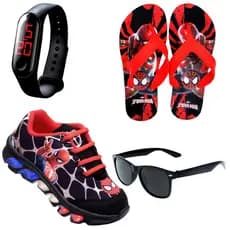 Kit Tênis Homem Aranha com Led Colorida Chinelo Relógio e Òculos