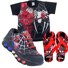 Tenis de LED infantil Homem Aranha masculino mais Chinelo mais Camisa