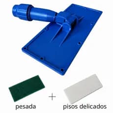 Suporte Esfregão Com Esponja P/Rodo Articulavel 360o Velcro Com 2 Esponja s/Cabo