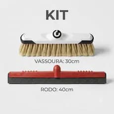 Kit Vassoura e Rodo  Premium Pisos Delicados porcelanato, madeira e vinílicos