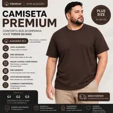 Camiseta Plus Size do G1 até G3 Malha Algodão 30.1 Não Encolhe