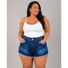 Short Jeans Feminino macio elastano Plus Size