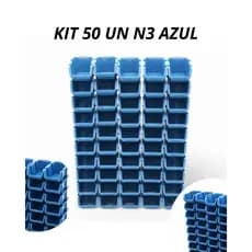 KIT 50un caixas Bin Organizadoras de parafusos Plástico Azul N°03 Resistente empilhavel