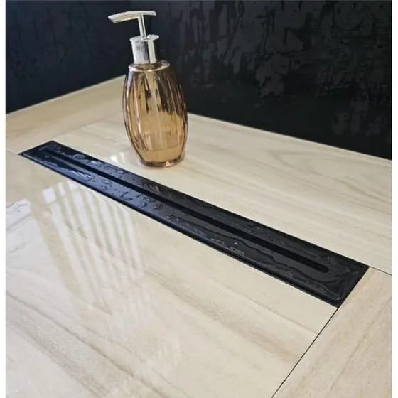 Ralo Linear Preto 6x50cm Aço Inox  Banheiro Lavabo Área gourmet Lavanderia