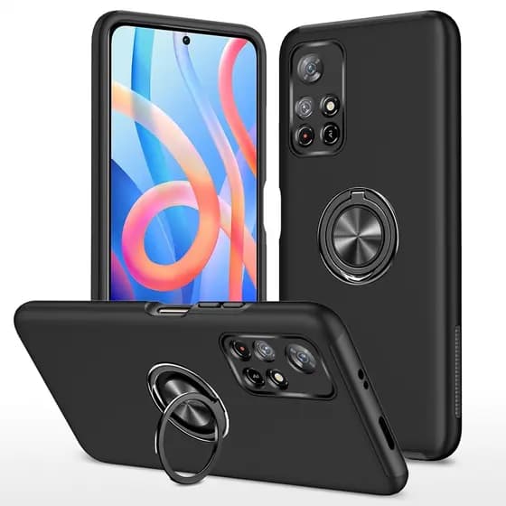 Capa lisa Anti Impacto com Anel embutido de metal gira 360 Para Xiaomi poco m4 pro 5G(não serve na versão 4g)