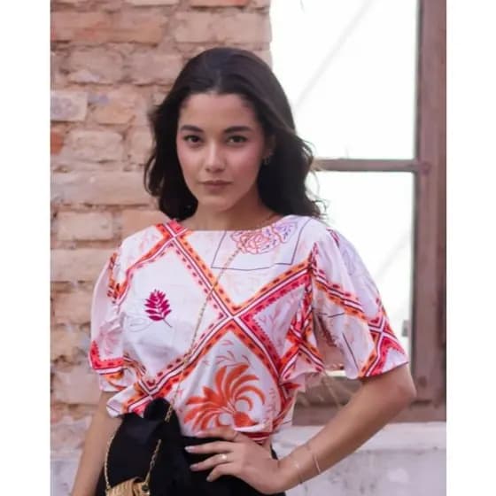 Blusa Feminina De Viscose Manga Curta Elegante Moda Verão BLU-1VRD-DP